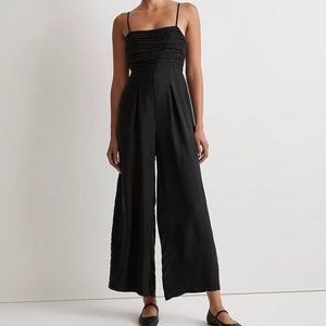 Madewell Ruched Crop Straight-Leg Jumpsuit, Black, NWT